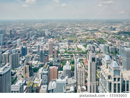 Chicago skyline aerial view Chicago skyline aerial view 55593003