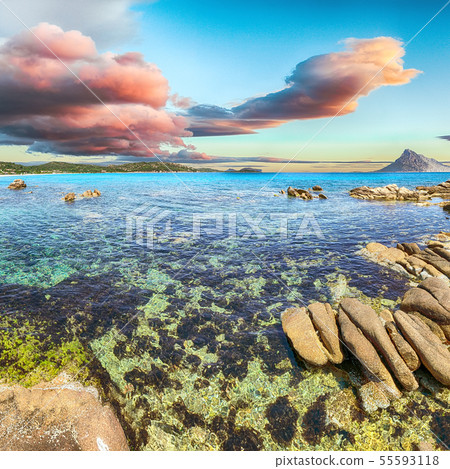 Fantastic azure water with rocks near beach Porto Fantastic azure water with rocks near beach Porto 55593118