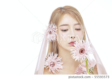 鮮花,美容,年輕女性 鮮花,美容,年輕女性 55593573