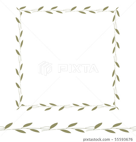 Rectangular frame of branches on a white background. Graphic design elements for cards, prints 55593676