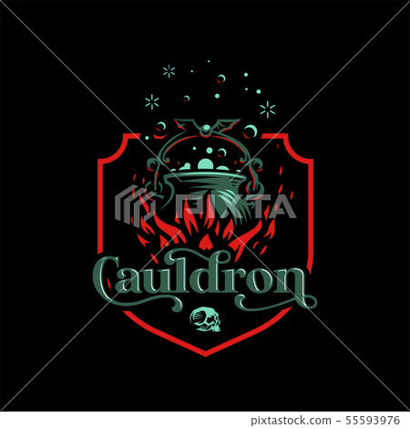 Magic cauldron with a bat handle. Magic cauldron with a bat handle. 55593976