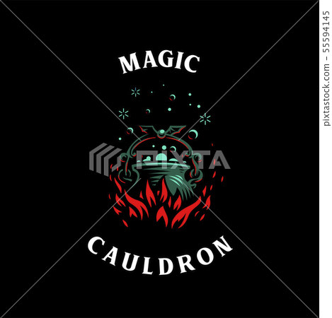 Magic cauldron with a bat handle. Magic cauldron with a bat handle. 55594145