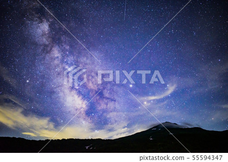 從chokai山看見的銀河 照片素材 圖片 圖庫