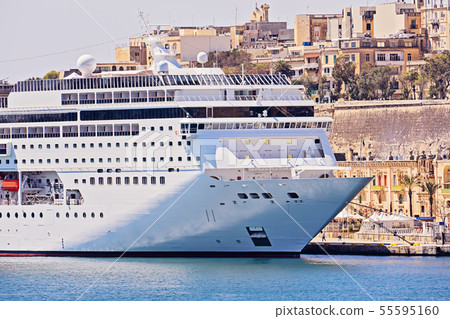 Closeup view of large cruise liner ship in 55595160