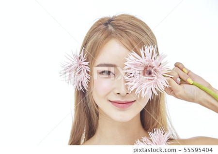 鮮花，美容，年輕女性 55595404