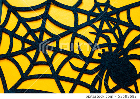Halloween spider and cobweb black with orange back (orange background) Halloween spider and cobweb black with orange back (orange background) 55595682