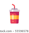 Soda drink plastic cap with straw. Fast food icon 55596578