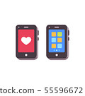 Smartphpones with apps. Mobile phones flat icons 55596672