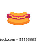 Hot dog with mustard. Fast food flat icon 55596693