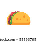Taco with salad and tomatoes. Mexican food icon 55596795