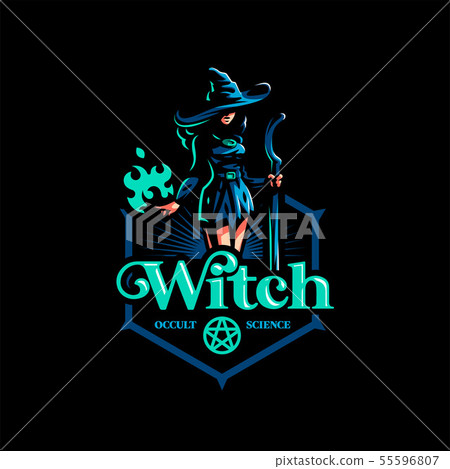 Woman witch with a magic broom  55596807