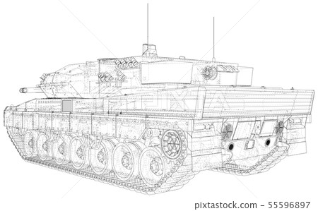 Armored tank technical wire-frame. Vector rendering of 3d 55596897