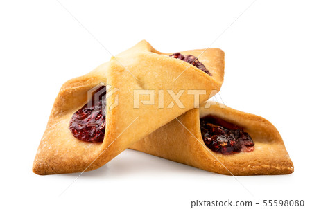 Cookie envelopes with raspberry jam on a white Cookie envelopes with raspberry jam on a white 55598080