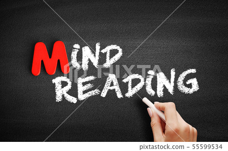 Mind reading text on blackboard 55599534