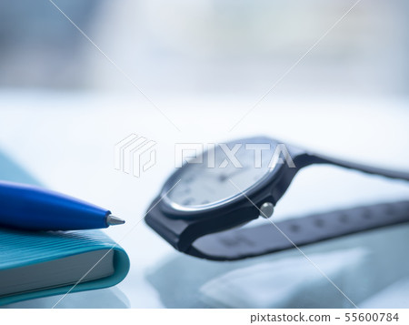 Business image · notebook · clock 55600784