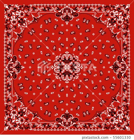Vector ornament Bandana Print. Traditional ornamental ethnic pattern with paisley and flowers. Silk 55601330