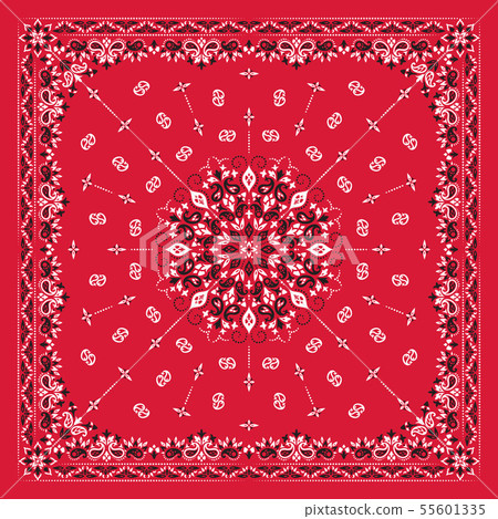 Vector ornament Bandana Print. Traditional ornamental ethnic pattern with paisley and flowers. Silk 55601335