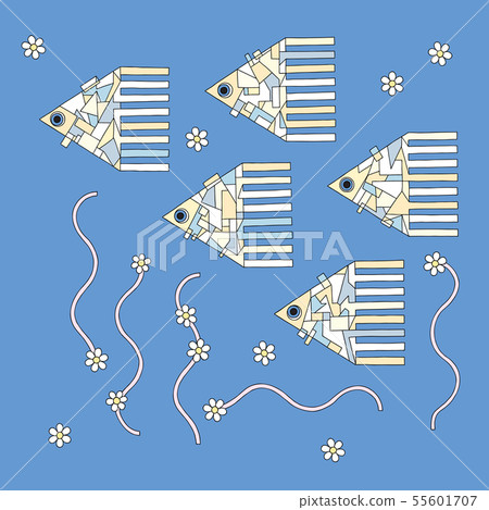 Fishes hand drawn vector illustration. Underwater 55601707