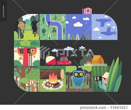 Simple things - forest set composition on a black 55601921