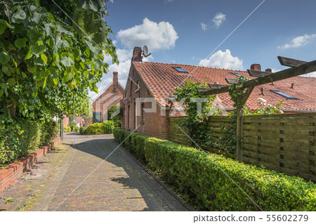 Street in the village of Rysum, Eastern Frisia 55602279