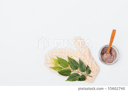 Bath background of massage mitten Bath background of massage mitten 55602740