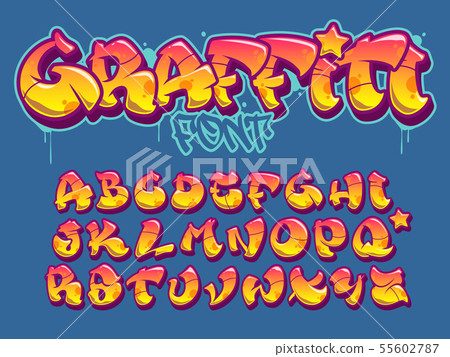 Graffiti style font. Orange and yellow colors 55602787
