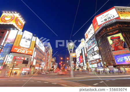 [北海道]薄野十字路口的夜景 55603074