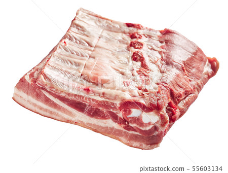 raw pork belly with spare ribs, close-up 55603134
