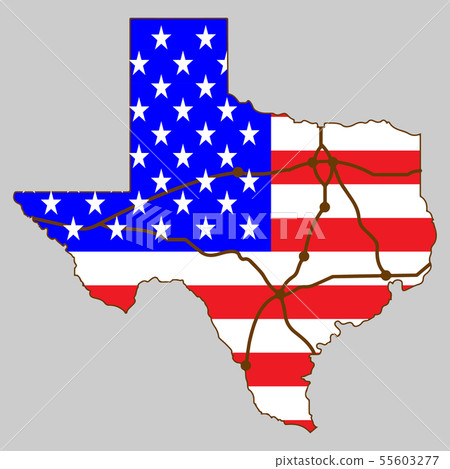 Texas map on USA flag logo vector. - Stock Illustration [55603277] - PIXTA