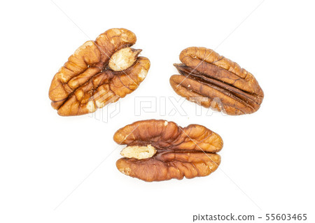 Fresh pecan nut isolated on white 55603465