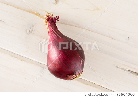 Stale red onion on grey wood 55604066