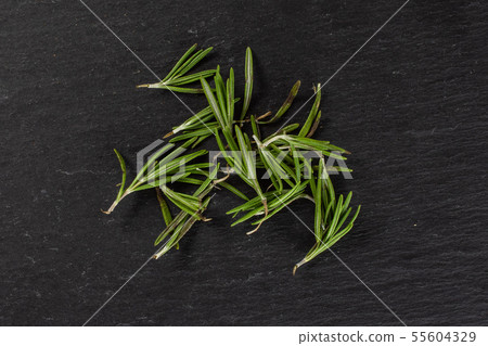 Fresh rosemary herb on grey stone Fresh rosemary herb on grey stone 55604329