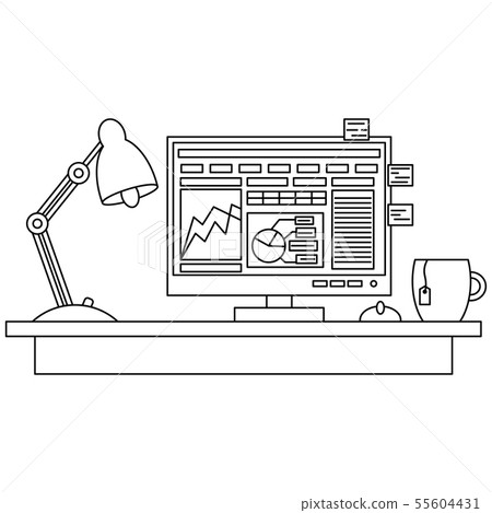 Flat icon with desktop. Vector isolated Flat icon with desktop. Vector isolated 55604431
