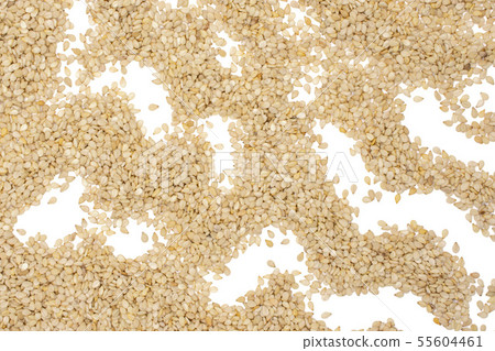 Unpeeled sesame seeds isolated on white Unpeeled sesame seeds isolated on white 55604461