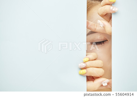 紙，美，年輕的女人 55604914