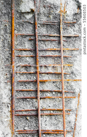 Rusted girders in eroded concrete. Rusted girders in eroded concrete. 55608503