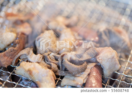 Mixed hormones _ BBQ/BBQ/bbq/charcoal grill/net grill/bincho charcoal/seven wheels/camping/meal/food 55608748