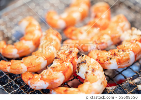Shrimp charcoal grilled BBQ / bbq / charcoal grilled / mesh grilled / Binchotan charcoal / Seven wheels / camping / meal / food Shrimp charcoal grilled BBQ / bbq / charcoal grilled / mesh grilled / Binchotan charcoal / Seven wheels / camping / meal / food 55609550