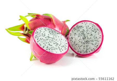 Close up fresh dragon fruit isolated on white 55611162