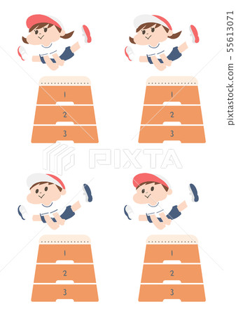 Boy and girl jumping over a jump box 55613071