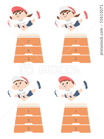 Boy and girl jumping over a jump box