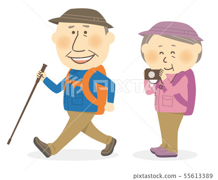 高級男人和女人爬和徒步旅行 高級男人和女人爬和徒步旅行 55613389