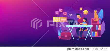 Remote worker concept banner header - Stock Illustration [55613466] - PIXTA
