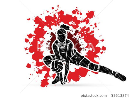 Woman volleyball player action cartoon graphic Woman volleyball player action cartoon graphic 55613874