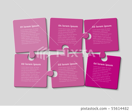 Six jigsaw puzzle template process with text space 55614482