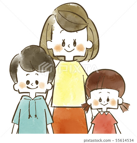 Parent and child-mother and child-watercolor 55614534