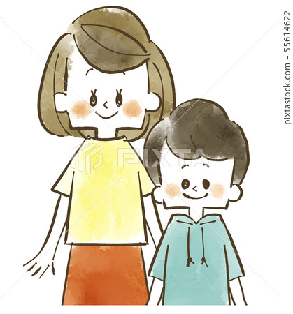 Parent-child-mother-child-mother and son-watercolor 55614622