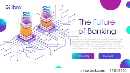 Libra cryptocurrency web template design  55614801