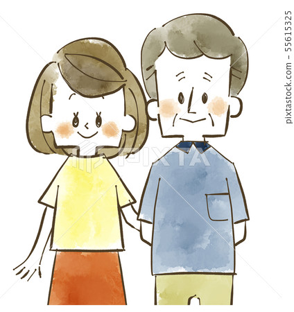 Parent and child-father and daughter-watercolor 55615325