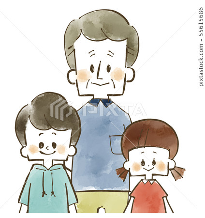 Grandfather and grandson-smile-watercolor 55615686